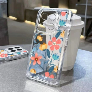 Flowers Clear Case For Xiaomi Redmi Note 13 12 Pro 13C Poco X6 M6 Pro Soft Cover - Picture 1 of 17