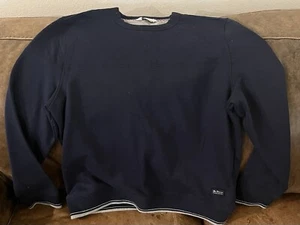 Ben Sherman Men's M Quilted Fleece Crewneck Sweatshirt Navy  (AW Gray B) - Picture 1 of 5