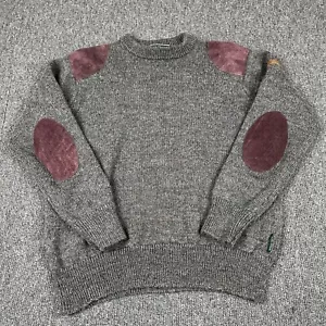 Woolovers Jumper Mens Large Grey Commando Elbow Shoulder Patches Sweater - Picture 1 of 15