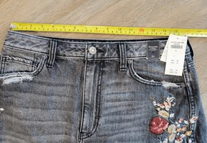 A & F denim distressed mini skirt jean 31" waist gray & floral bohemian Abercrom - Picture 1 of 6