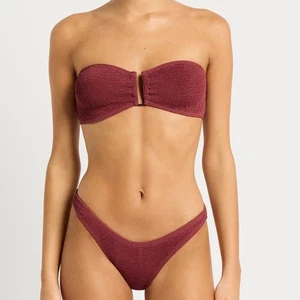 Bond Eye Australia Blake Tie Bandeau BIkini Top Sign Brief Bottoms Carmine NWT - Picture 1 of 10