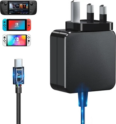 45W Switch Charger Steam Deck Charger, Support TV Mode 2 Hour Fast Charging 15V/ - Image 1 of 4
