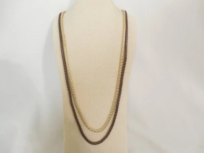 "Juego de collar de cadena de palomitas de maíz tono dorado y marrón Style & Co 34"" C715" Foto 1 de 4