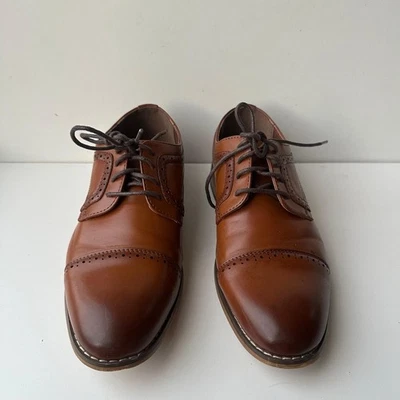 Stacy Adams Dickinson Cap Toe Oxford Kids Cognac Leather Shoes Size:3M - Image 1 of 4