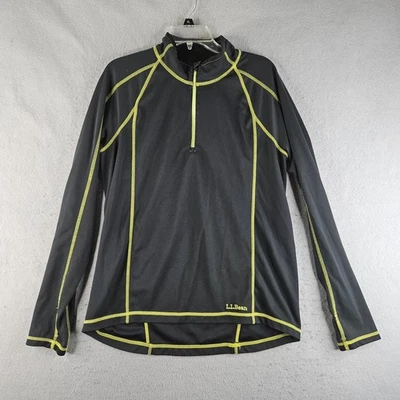 Pullover L.L.Bean Para Hombre Mediano Negro Verde Ligero Cuarto Cremallera Manga Larga Foto 1 de 4