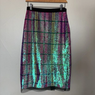 Falda lápiz Eva Franco Anthropologie lentejuelas a cuadros fiesta navideña nueva con etiquetas talla 0 $160 Foto 1 de 4