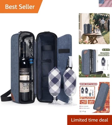 Bolsa de regalo de vino portátil con aislamiento y accesorios de vino - Ideal para viajar Foto 1 de 4