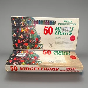 2 Sets VTG Midget Christmas 50 Lights Multicolor Indoor Outdoor By Alby’s - Picture 1 of 6