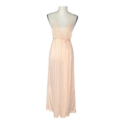 True Vtg 60s 70s Gilead Blush Lace Peignoir Nightgown Slip Dress Coquette S - Image 1 of 4