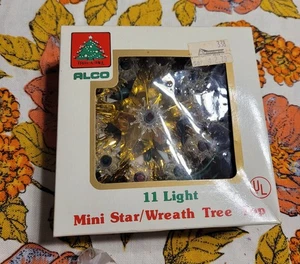 Vtg 11 Light 5 Inch Christmas Tree Topper Star WORKS! Gold Tinsel - Picture 1 of 3
