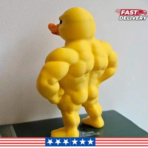Estatuilla de pato musculoso divertida decoración de gimnasio | Lindo estante estatua idea de regalo Foto 1 de 4