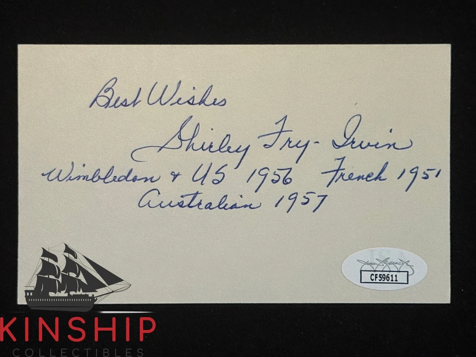Tarjeta índice firmada por Shirley Fry Irvin 3x5 certificado de autenticidad JSA tenis automático I255 Foto 1 de 1