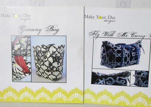 Tote Bag Patterns Make Your Day Designs Carry On Bag and Getaway Bag Lot of 2 UC - Picture 1 of 7