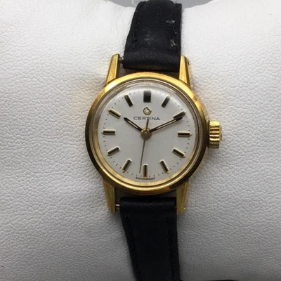 Reloj Certina Vintage Mujer 23mm Tono Dorado Correa Cuero Hecho en Suiza Cuerda Manual Foto 1 de 4