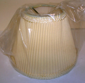 Lamp Shade Small Elegant Pleated Bulb Hugger Beige Colored New Old Stock 4.25" T