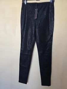 NWT HABITUAL M Real Leather Leggings Pants black skinny sparkling suede 4 6 m - Picture 1 of 12