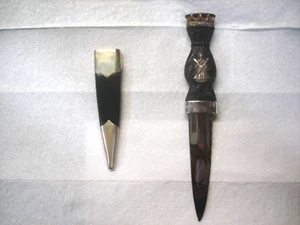 VERY RARE "SAINT ANDREW" SILVER MOUNTED SGIAN DUBH  BY ROBERT ALLISON EXCELLENT - Picture 1 of 24