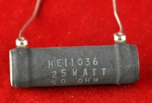 Ceramic Power Resistor 50 Ohm 25 Watt HE11036 2" long x 5/8" round Tinned leads - Picture 1 of 3