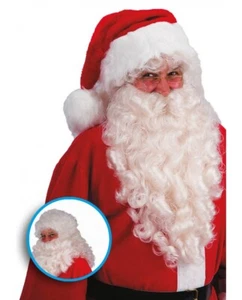 Parrucca e barba babbo natale gigante avorio lusso lunghezza cm. 50 - Foto 1 di 1