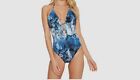 $185 The Bikini Lab Women's Blue Cutout One Piece Swimsuit Swimwear Size S