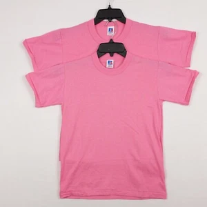 VINTAGE Russell Athletic Youth L Bright Rose T-Shirts - Lot of 2 - Picture 1 of 5