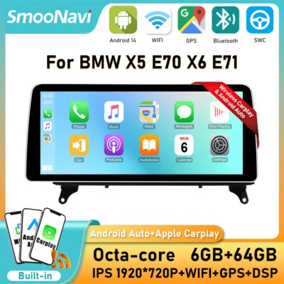 12.3" Android Car Stereo GPS Navi 64GB DAB Carplay DSP For BMW X5 E70 X6 E71 CIC - Bild 1 von 4