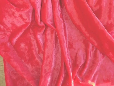 Stretchy Peachy Pink Crushed Velour Dress Making Fabric per Metre 40"L x 60"W - Image 1 of 4