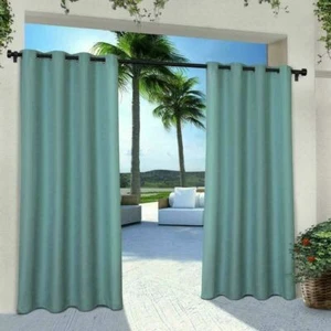 Exclusive Home Curtains Indoor/Outdoor 2 Panel 54 X 108 IN Cabana Teal new - Picture 1 of 4