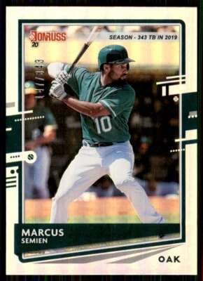 2020 Donruss Season Stat Line Marcus Semien 147/343 Oakland Athletics #92 - Image 1 of 2