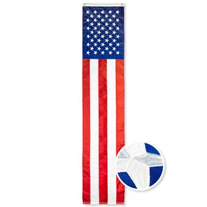 American Flag Patriotic Bunting & Flag Pulldown 50 Embroidered Stars 20" x8' - Picture 1 of 8