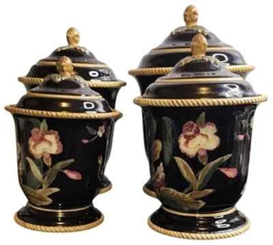 Certified International Raymond Waites Bali Pattern Canister Set Of 4 With Lids - Picture 1 of 3