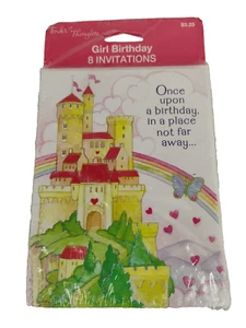 NOS Tender Thoughts Girl Birthday Party Invitations Princess Castle Fairytale - Picture 1 of 2