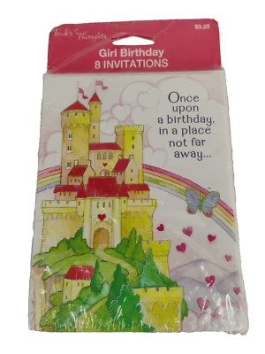 Nuevo de Lote Antiguo Pensamientos Tiernos Niña Fiesta de Cumpleaños Invitaciones Princesa Castillo Cuento de Hadas Foto 1 de 2