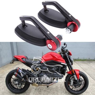 摩托车 7/8 英寸红条端后视镜适用于杜卡迪 Monster 937 900 797 696 — 第 1/4 张图片