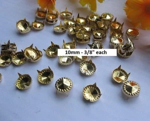 Pkg of 20 Golden ROUND CONE DESIGN 4-spike 3/8" (10mm) Studs Leather Crafts #016 - Picture 1 of 2
