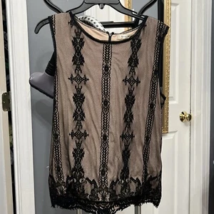 Max Studio Vintage Häkeltop schwarz ärmellos komplett gefüttert Damen Gr. Lg - Bild 1 von 6