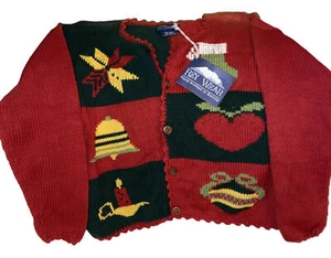 Vintage Pullover Rey Wear handgestrickt Bolivia Ugly Xmas Sweater Damen Gr. S/M Fehler - Bild 1 von 13