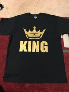 King NUEVO VALENTINES Pareja de Navidad a juego Divertida Linda Camiseta, Negra, Algodón - Imagen 1 de 1
