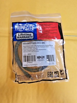 TRIPP LITE CONNECTIVITY P583-003-BK 3FT MINI DP TO DP ADAPTER CABLE - Image 1 of 3
