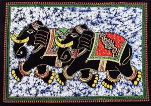 New Double Elephants Face Bohemian Poster Hanging Wall Decor Throw Art - Picture 1 of 5