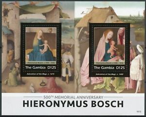 Gambia 2016 MNH Hieronymus Bosch 500th Memorial 2v S/S Art Paintings Stamps