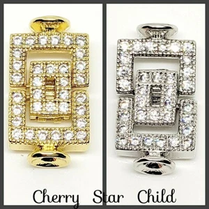 Fine pave set gold silver pl box fold over clasp jewellery findings Syd seller - Foto 1 di 9