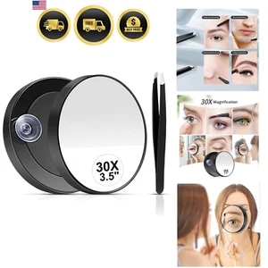 Magnifying Mirror 30X Compact Travel Makeup Mirror with Tweezers for Eyebrows - Picture 1 of 10