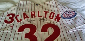 STEVE CARLTON Signed Phillies White n Red Majestic JERSEY-HOF94 inscr *JSA COA* - Bild 1 von 9