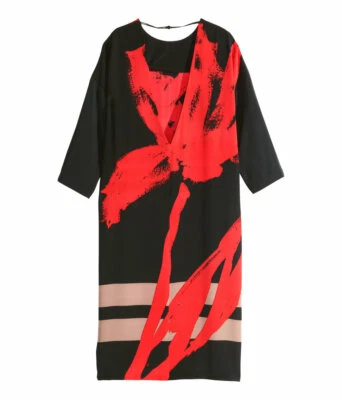 H&M Floral Silk Dress RRP £99.99 Midi Low Back Tunic Mulberry Flower UK 6 8 10 - Image 1 of 4