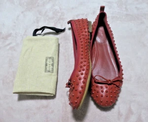 Gucci Calfskin Studded Ballerina Flats 38.5 Red - Picture 1 of 11
