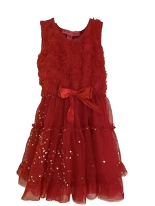 Girl's Betsey Johnson Designer Red Ruffled & Sequined Tutu Dress Youth Size 4 - Picture 1 of 8