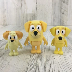 Bluey Lot of 3 PAT LUCKY CHUCKY Yellow Lab Family Dog Neighbors Figure Blue NEW - Picture 1 of 20