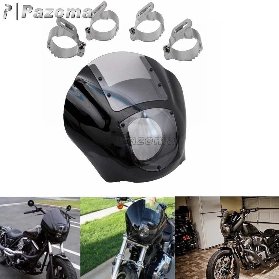 Cuarto de carenado ABS con abrazadera de horquilla de 45 mm para Harley Sportster XL 88-16 Dyna '95-05 Foto 1 de 4