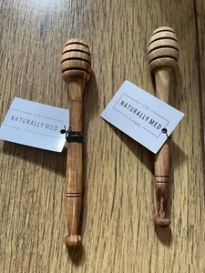 Naturally Med 2 Olivenholz Honig Dipper Nieselkasten NEU - Bild 1 von 5